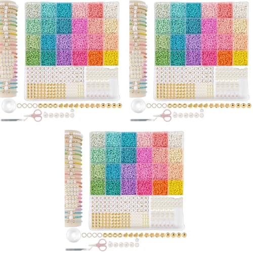 SANNIDHI® Seed Beads Set 24 Colors 3mm DIY Bracelet Making Kit with Spacer Pearl Letter Charms 3 PCS SANNIDHI® Seed Beads Set 24 Colors 3mm DIY Bracelet Making Kit with Spacer Pearl Letter Charms 3 PCS